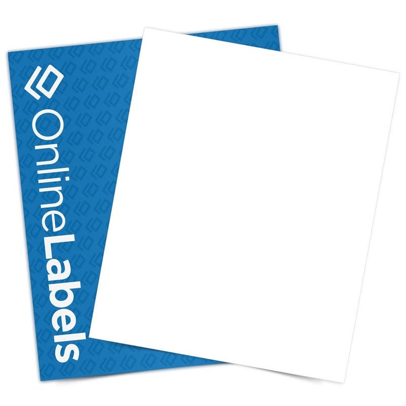 Online Labels Sticker Paper, 10 Sheets, White Matte, 8.5" x 11" Full Sheet Label, Works with Inkjet and Laser Printer, Compatible with Electronic Cutting Machines, OL177WX, OnlineLabels - Image 1